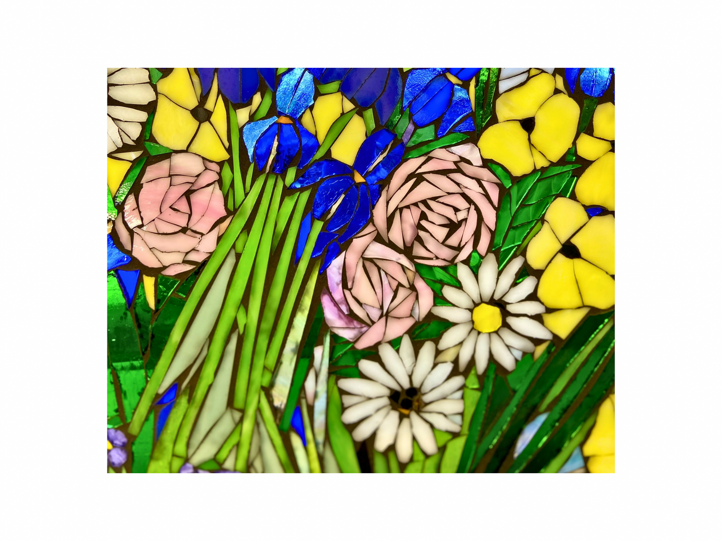 Stained Glass Flower Mosaic Window